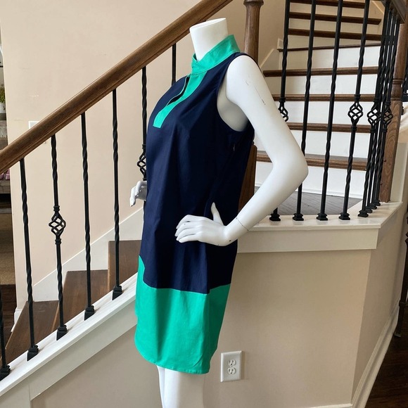 NWT SAIL TO SABLE Sleeveless Navy and Kelly Green Tunic Dress, M0570 - Picture 3 of 8